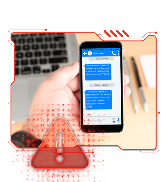 Pic of smart mobile text alerting of Water IoT monitoring