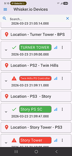 WhiskerMobile device list
